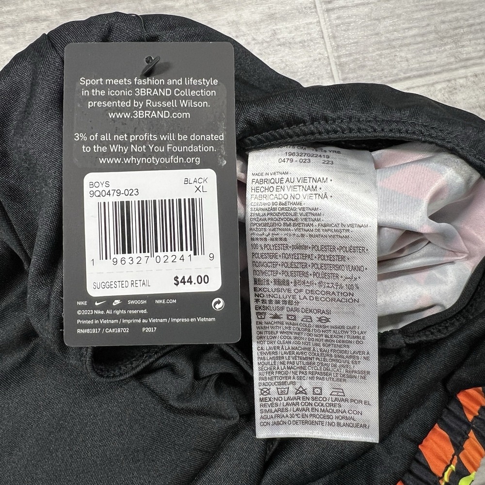 Nike 3Brand By Russell Wilson Boys XL Swimming Trunks‎ Gradient Check Red/Orange - Picture 2 of 7